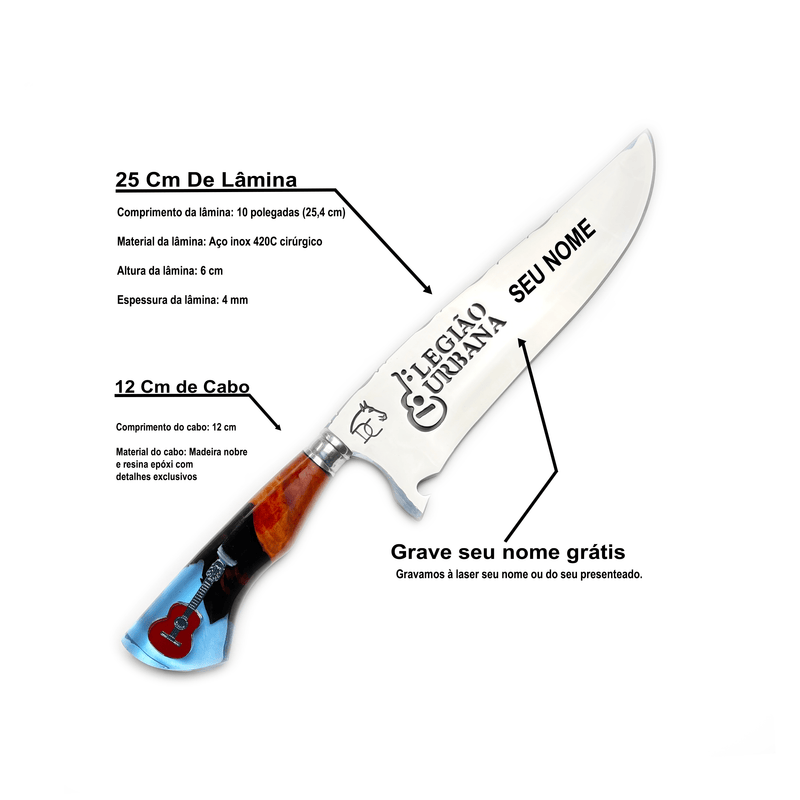Faca Churrasco Artesanal 10" Legião Urbana