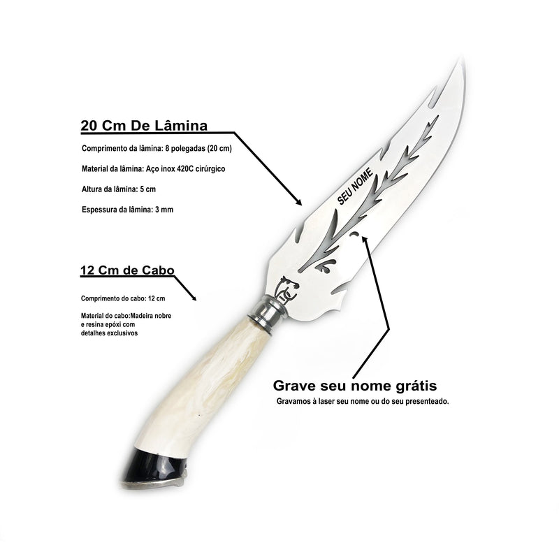 Faca Churrasco Artesanal 8" Folha
