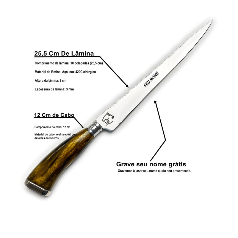 Faca Churrasco Artesanal Modelo Agulha