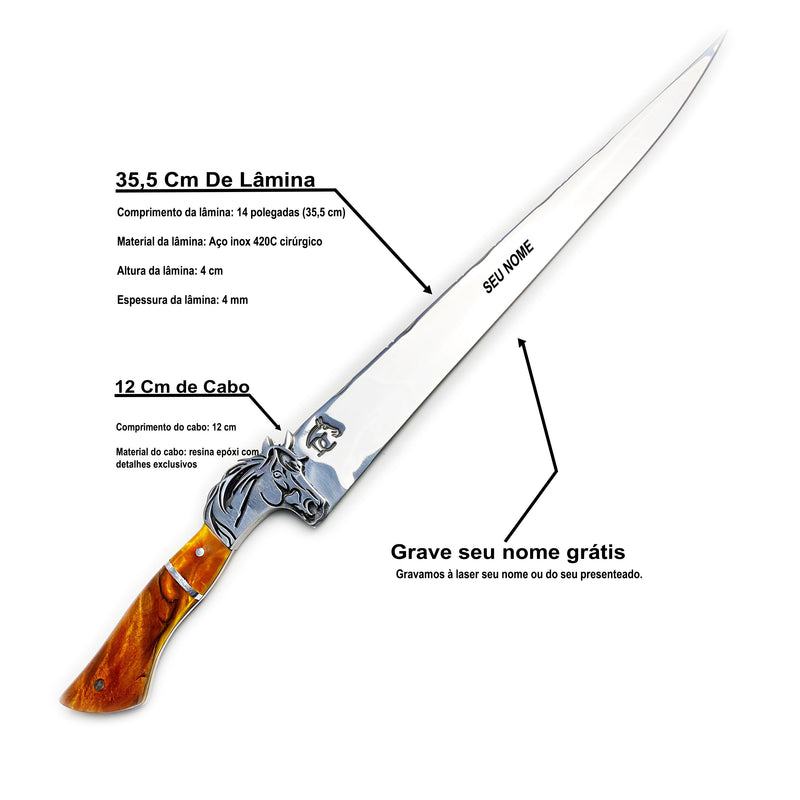 Faca Churrasco Artesanal  Língua de Chimango 14" 02