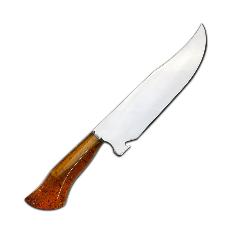 Faca Churrasco Artesanal Bowie" com abridor de garrafa